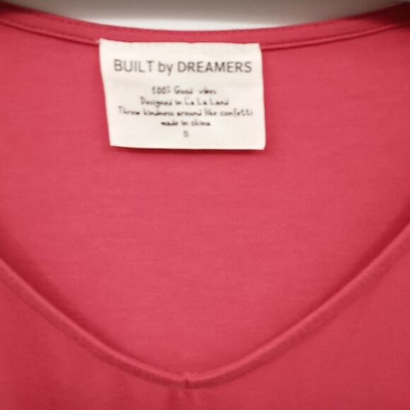 Built By Dreamers Women's Pink Short Sleeve Twist Tie Front Tee Size Small - Picture 4 of 13